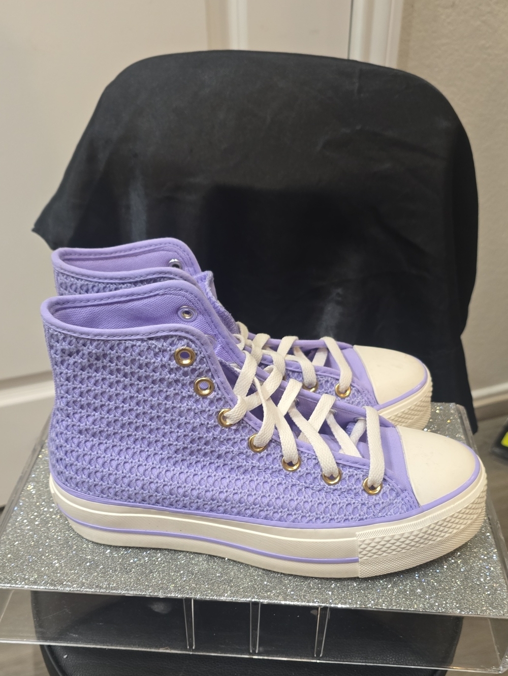 Converse Chuck Taylor All Star Knit Platform Sneakers- Purple - Picture 8 of 9